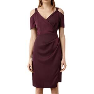 ALLSAINTS Maroon Cadia Wrap Cold Shoulder Dress Size 2 NWT MSRP $285